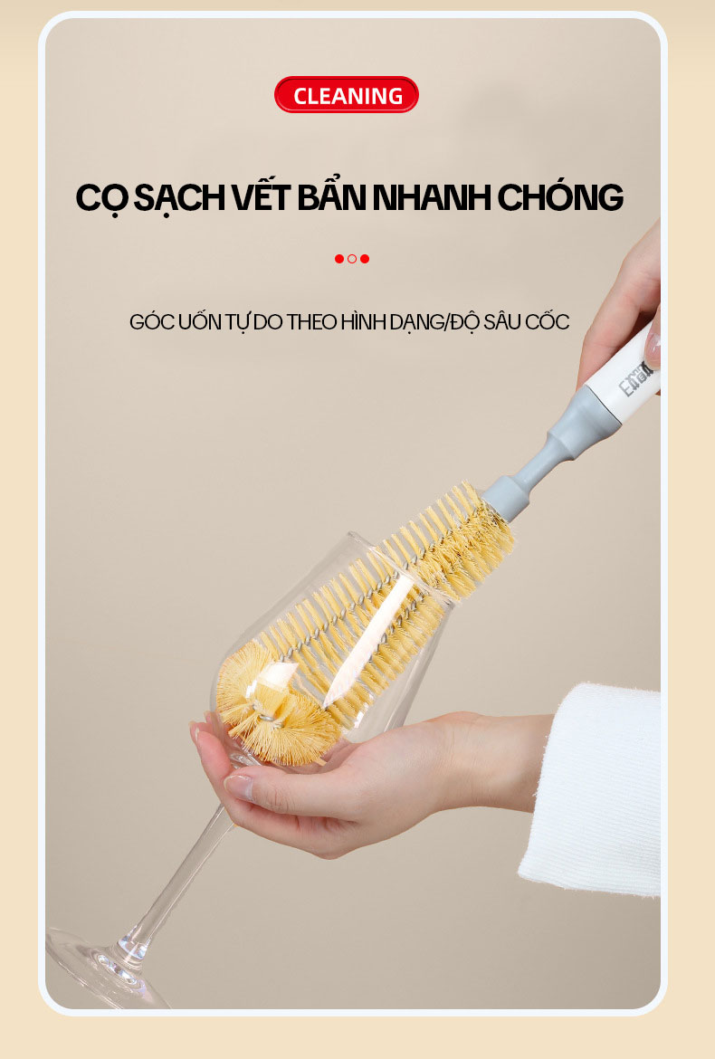 Mô tả Cây Cọ Bình Rửa Ly OKwife - Chổi Cọ Rửa Bình Sữa, Bình Giữ Nhiệt, Bình Nước Thể Thao Dài 33.5cm - 3