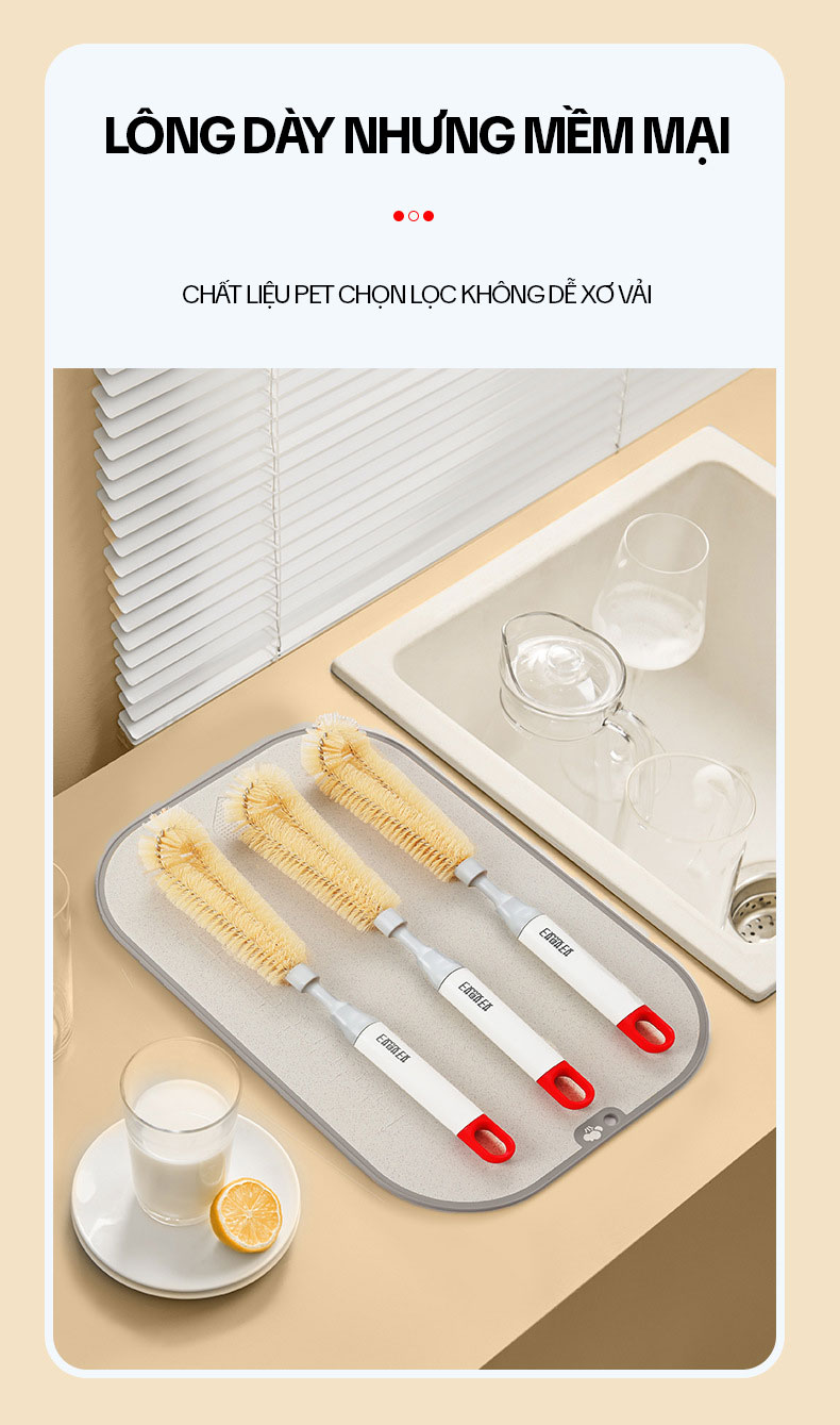 Mô tả Cây Cọ Bình Rửa Ly OKwife - Chổi Cọ Rửa Bình Sữa, Bình Giữ Nhiệt, Bình Nước Thể Thao Dài 33.5cm - 4
