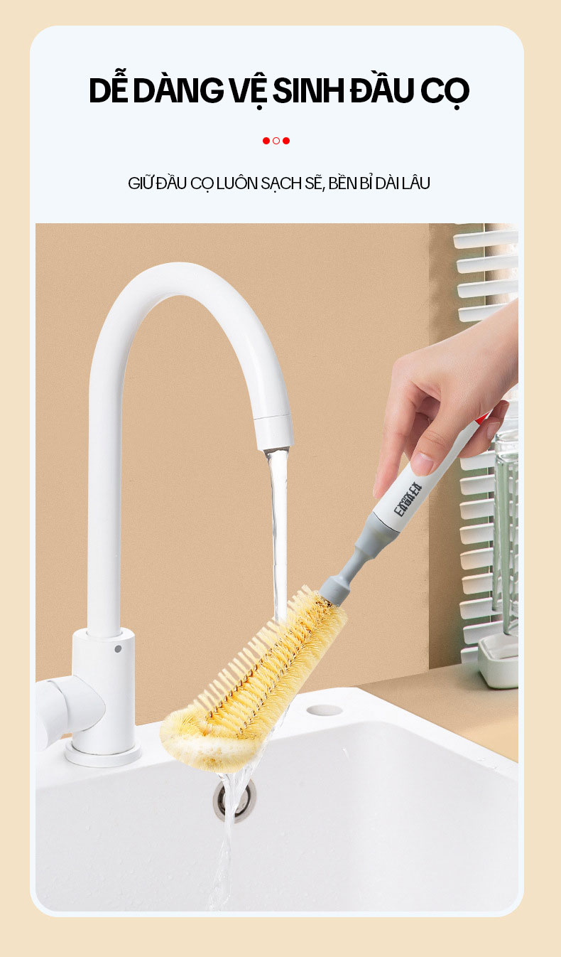 Mô tả Cây Cọ Bình Rửa Ly OKwife - Chổi Cọ Rửa Bình Sữa, Bình Giữ Nhiệt, Bình Nước Thể Thao Dài 33.5cm - 5