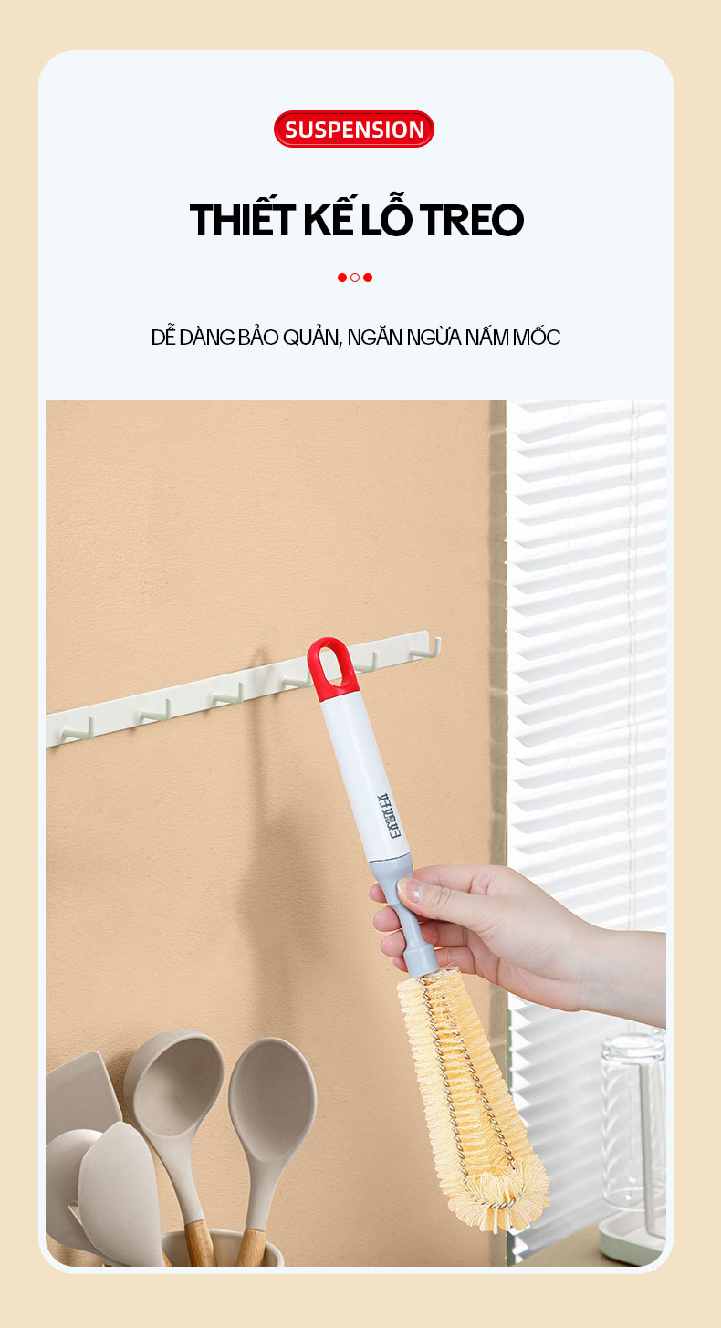 Mô tả Cây Cọ Bình Rửa Ly OKwife - Chổi Cọ Rửa Bình Sữa, Bình Giữ Nhiệt, Bình Nước Thể Thao Dài 33.5cm - 7