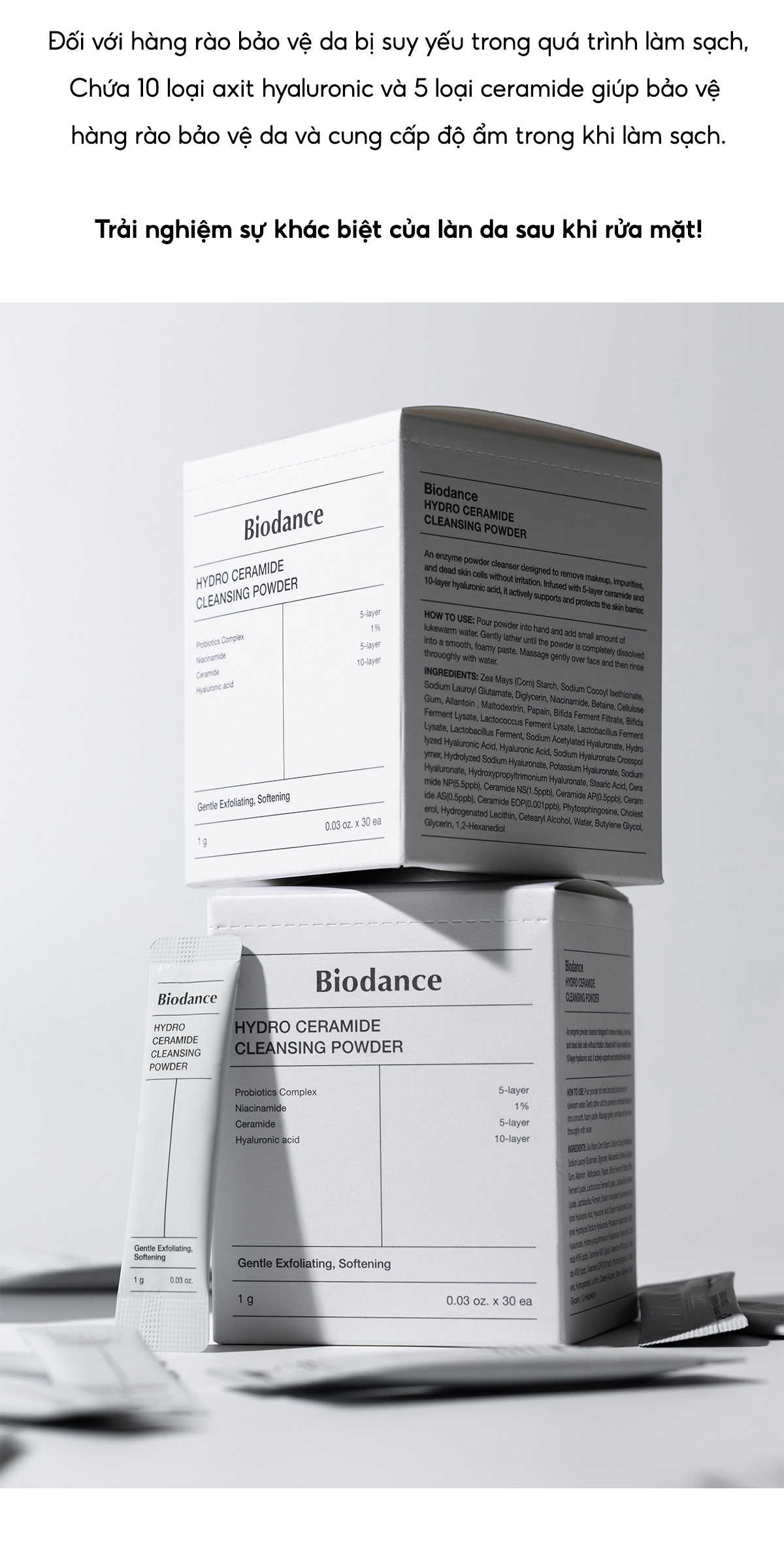 Mô tả BIODANCE Bột Rửa Mặt Tẩy Tế Bào Chết Sáng Da Dịu Nhẹ Hydro Ceramide Cleansing Power 30g - 5