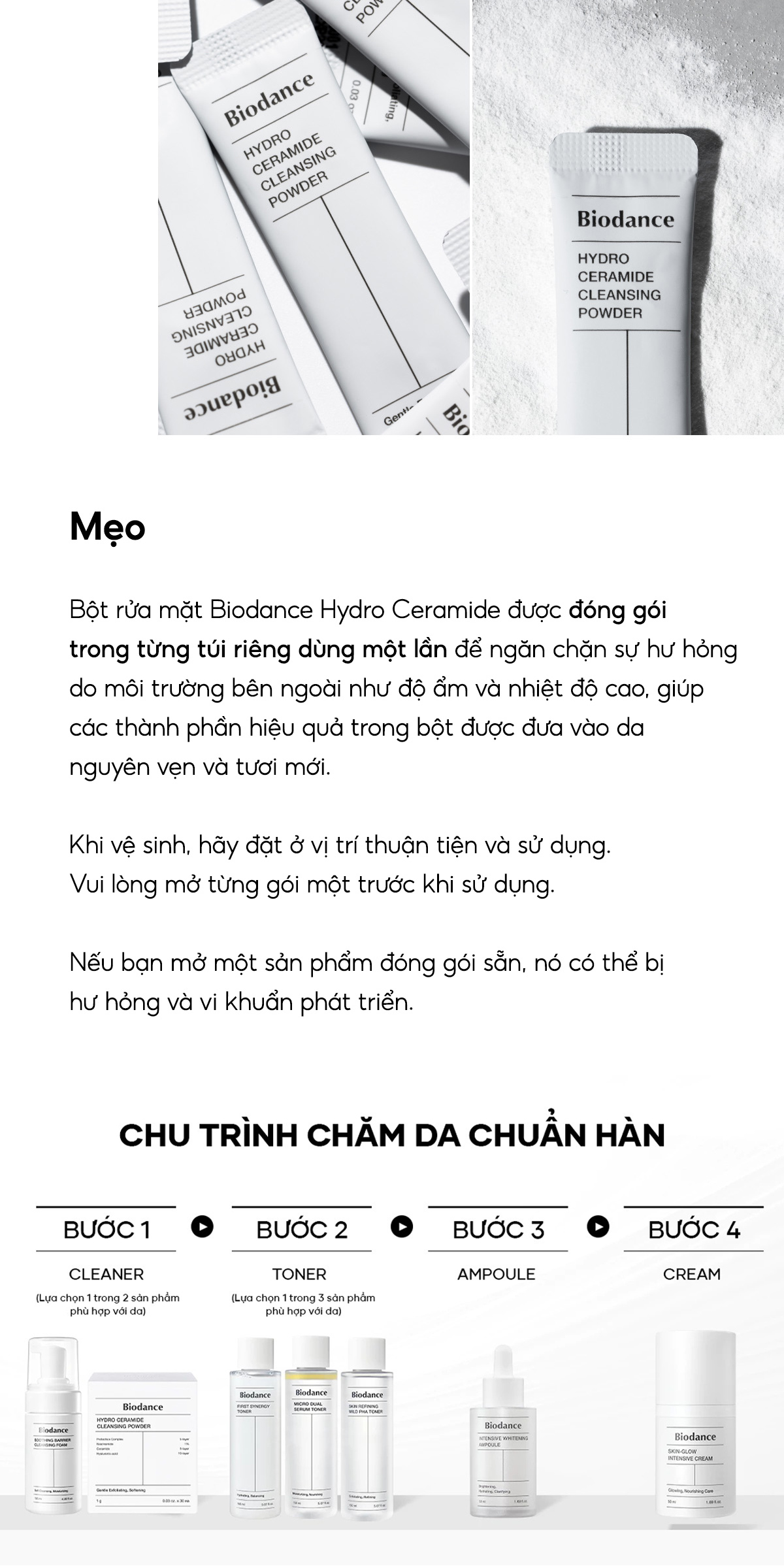 Mô tả BIODANCE Bột Rửa Mặt Tẩy Tế Bào Chết Sáng Da Dịu Nhẹ Hydro Ceramide Cleansing Power 30g - 7