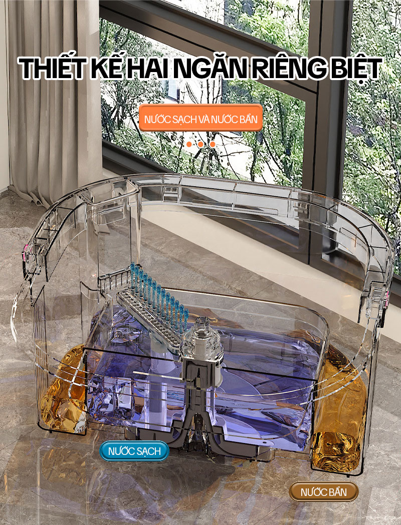 Mô tả Bộ Cây Lau Nhà Tách Nước Bẩn KITIMOP N08 PRO - Thùng Lau Nhà Tự Vắt Thông Minh, Chổi Lau Nhà 360 Độ, Lau Sàn Làm Sạch - 3