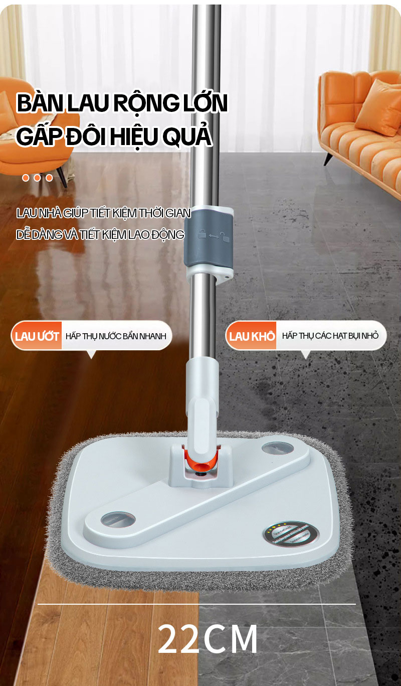 Mô tả Bộ Cây Lau Nhà Tách Nước Bẩn KITIMOP N08 PRO - Thùng Lau Nhà Tự Vắt Thông Minh, Chổi Lau Nhà 360 Độ, Lau Sàn Làm Sạch - 6