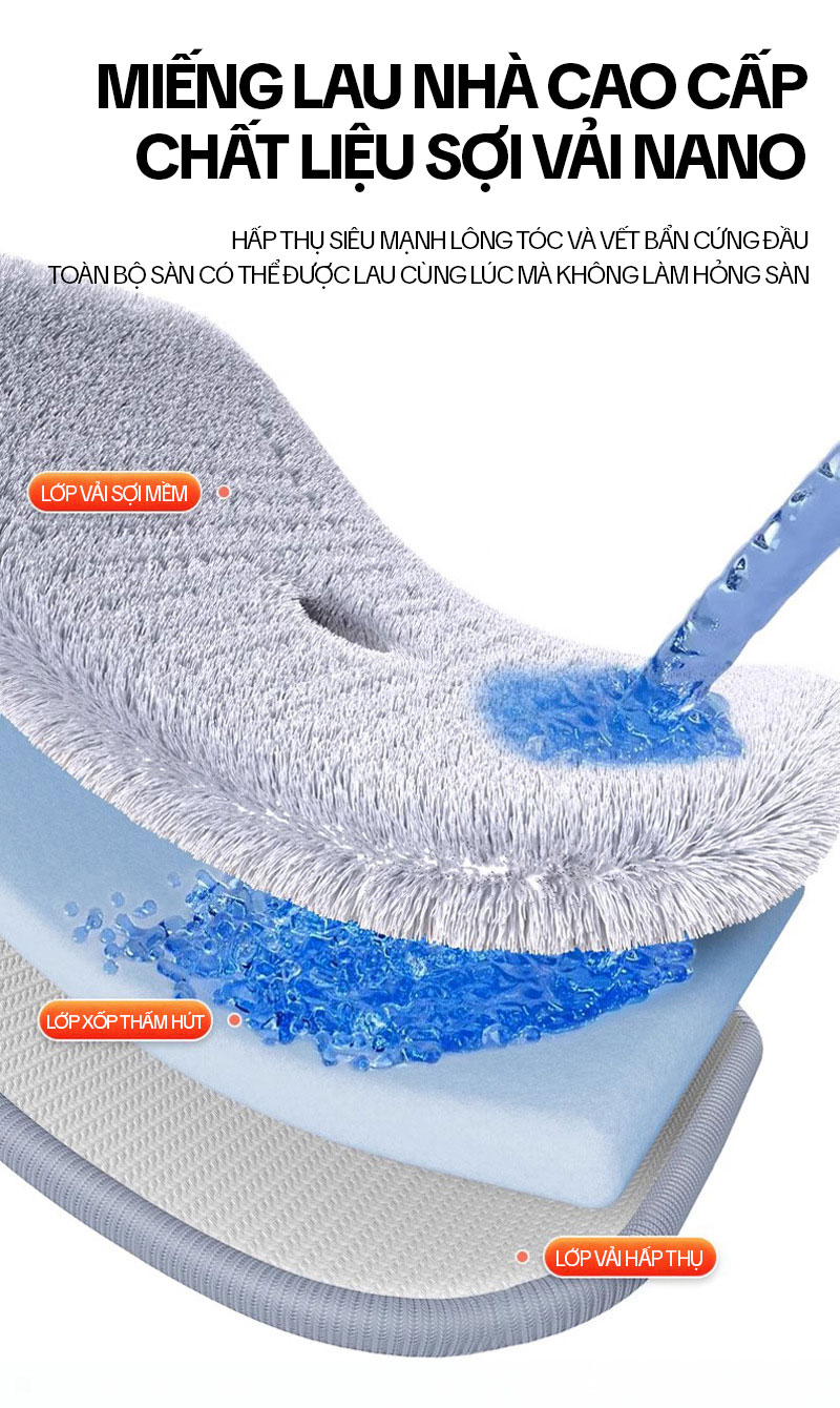 Mô tả Bộ Cây Lau Nhà Tách Nước Bẩn KITIMOP N08 PRO - Thùng Lau Nhà Tự Vắt Thông Minh, Chổi Lau Nhà 360 Độ, Lau Sàn Làm Sạch - 8