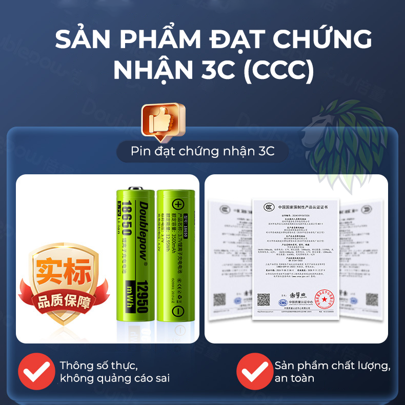 Pin sạc 18650, pin lithium dung lượng thực lên đến 12950mWh, dùng cho ...