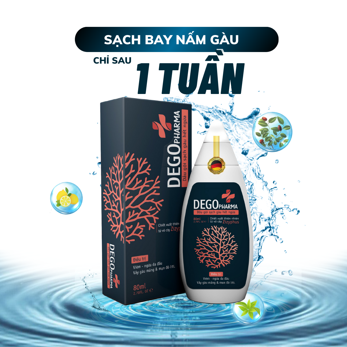 Mô tả Dầu Gội Sạch Gàu Nấm DEGO PHARMA 80ml Dứt Điểm Gàu Ngứa & Nấm Da Đầu Sau 1 Tuần - 1