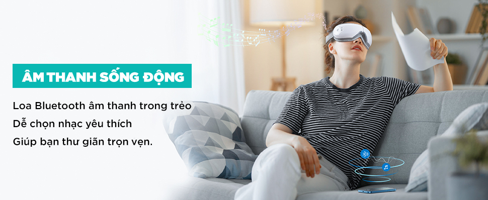 Mô tả Máy Massage Mắt Cao Cấp KINGTECH KY-925 Mát xa Túi Khí Kèm Nhiệt, Tích Hợp Bluetooth - Chính Hãng - 6