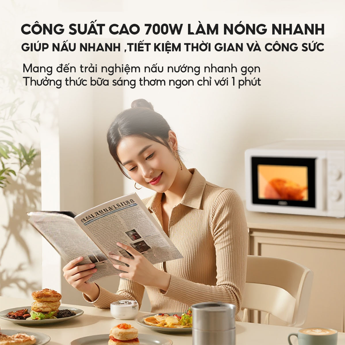 Mô tả Lò vi sóng AQUA MWM2001R 20L công nghệ mới tiết kiệm điện, đĩa xoay tháo rời dễ vệ sinh - 5