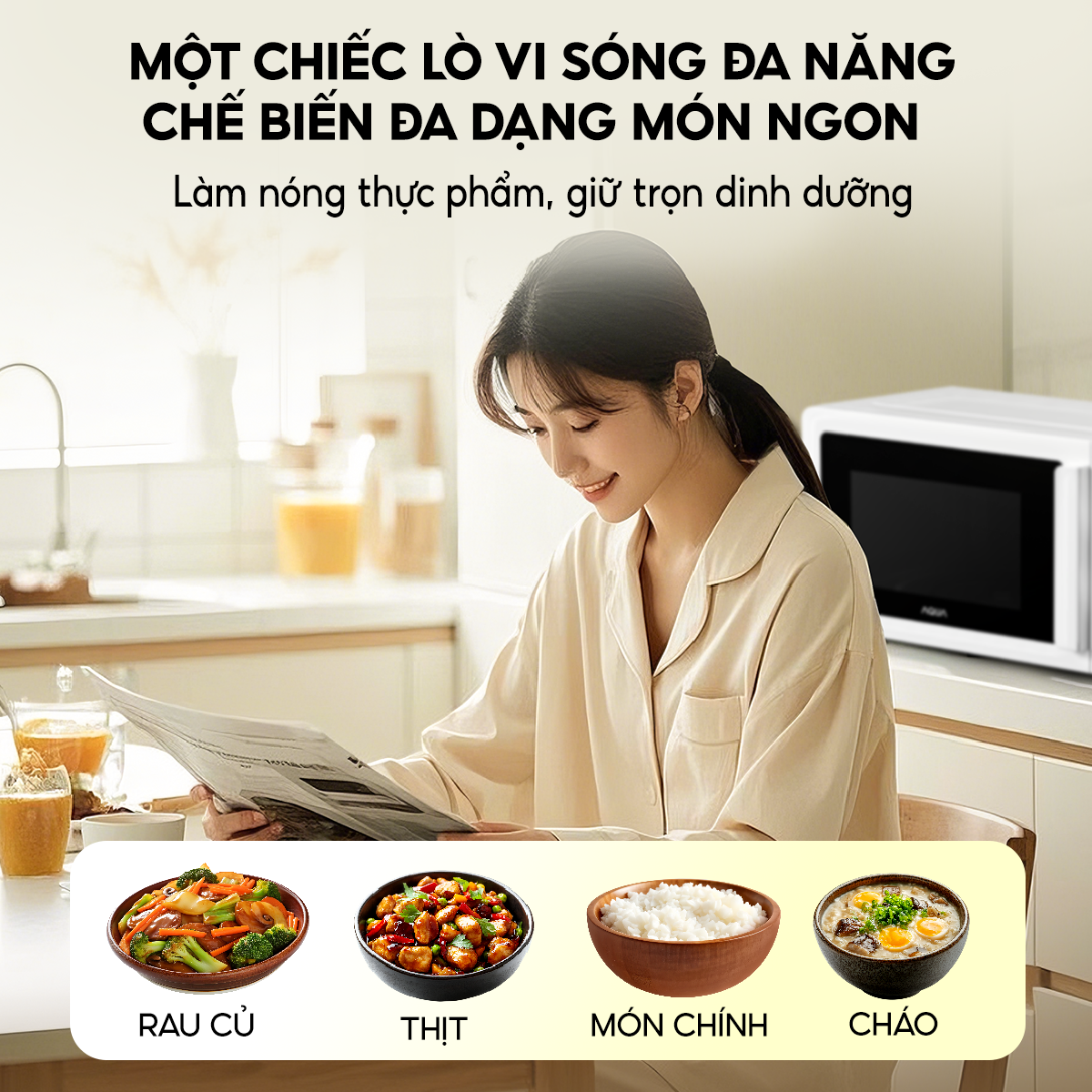 Mô tả Lò vi sóng AQUA MWM2001R 20L công nghệ mới tiết kiệm điện, đĩa xoay tháo rời dễ vệ sinh - 11