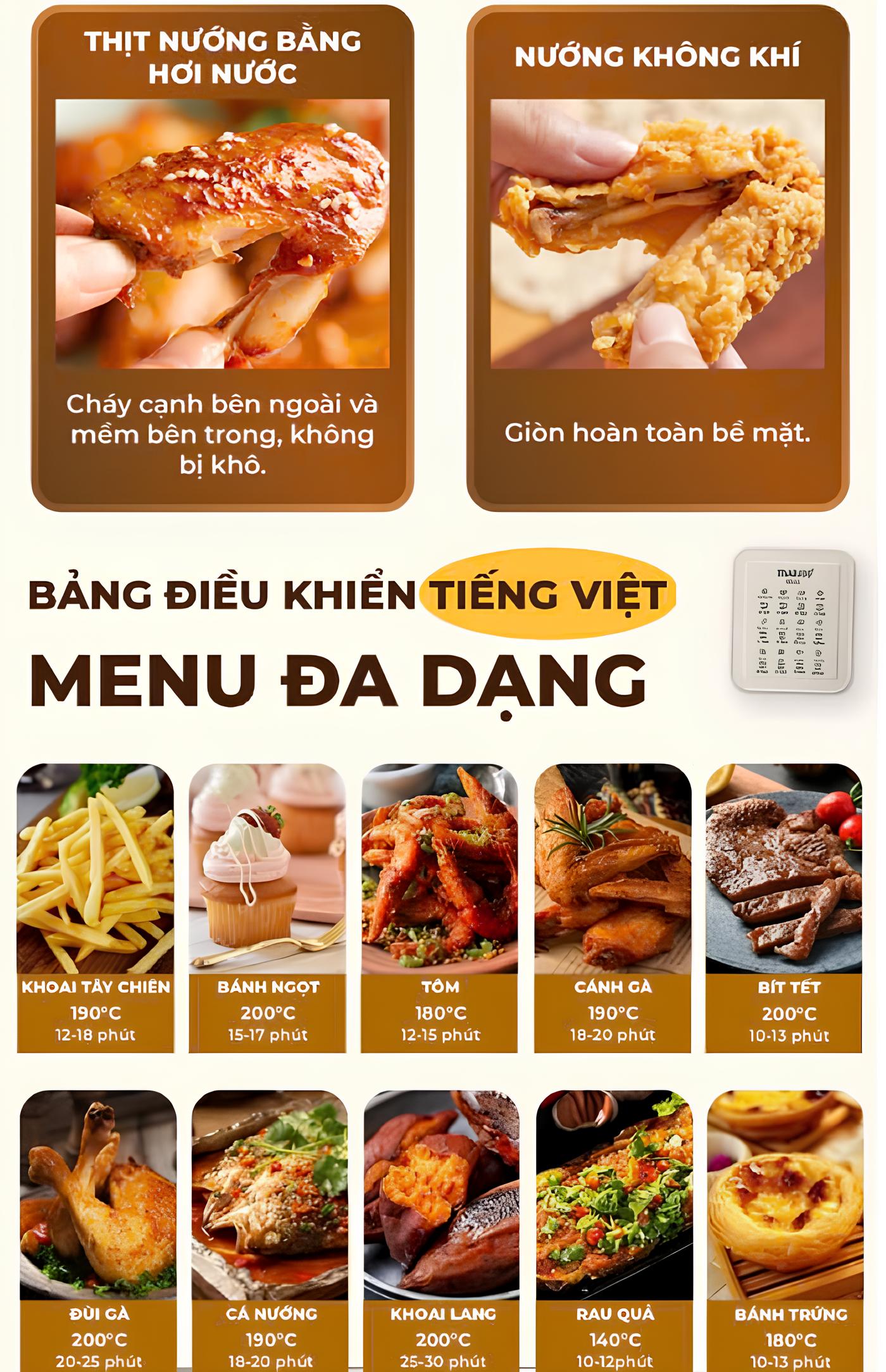 Mô tả Nồi Chiên Không Dầu Masuto MSChef 6L cửa sổ kính vỏ máy kim loại 1500W Đa Năng An Toàn - 8