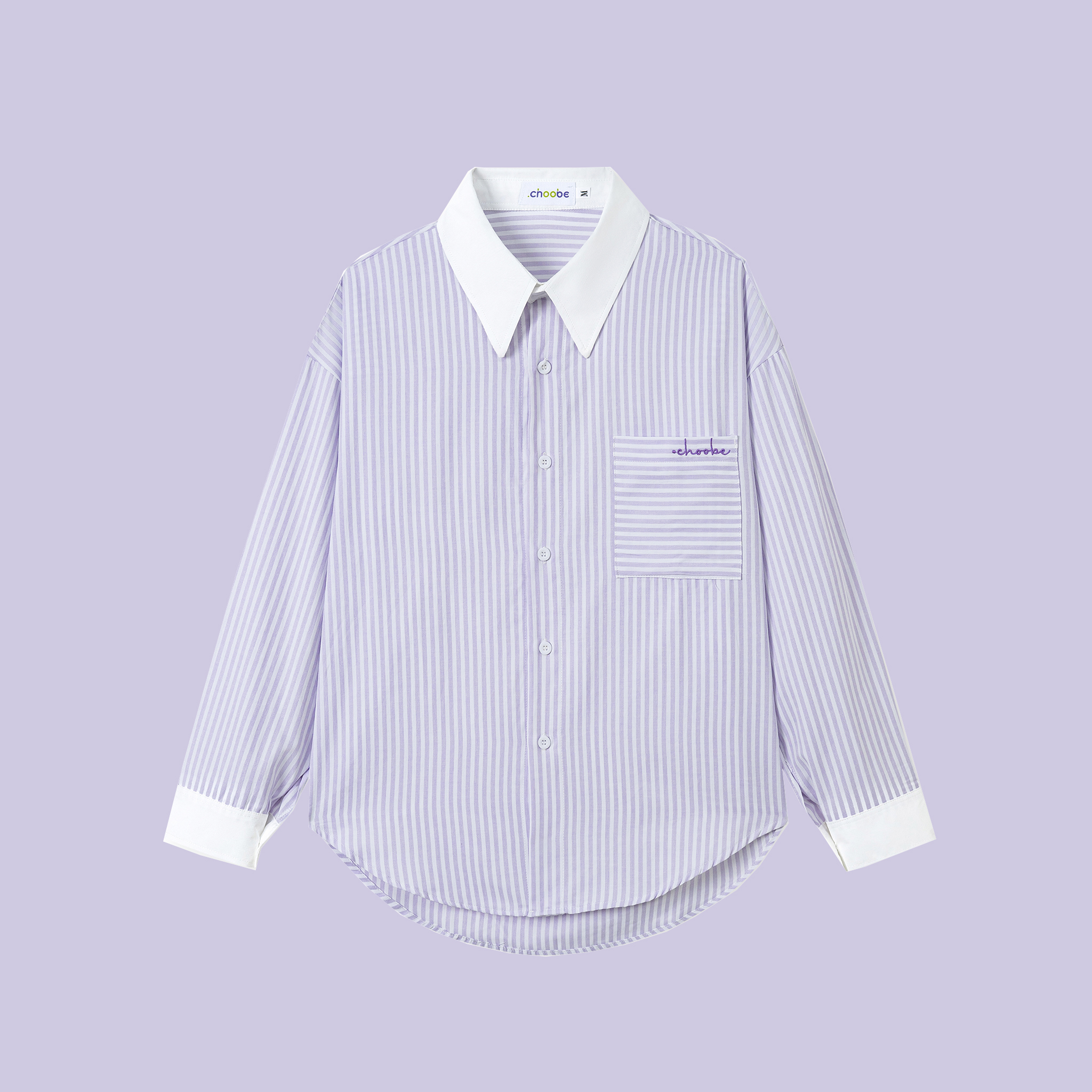Mô tả Áo sơ mi nữ Choobe oversize kẻ sọc chất liệu kate Hàn cotton hoạ tiết thình thêu trẻ trung ASM08 - 4