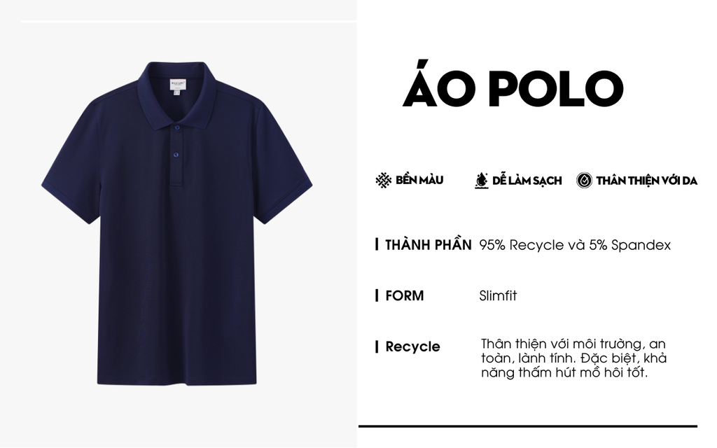 Mô tả Áo Polo BILUXURY 9APCB542 Chất Sợi DTY Cao Cấp, Co Giãn Mềm Mại Chống Xù, Chống Tia Cực Tím - 3