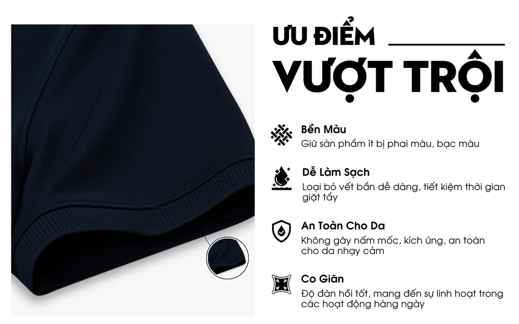 Mô tả Áo Polo BILUXURY 9APCB542 Chất Sợi DTY Cao Cấp, Co Giãn Mềm Mại Chống Xù, Chống Tia Cực Tím - 4