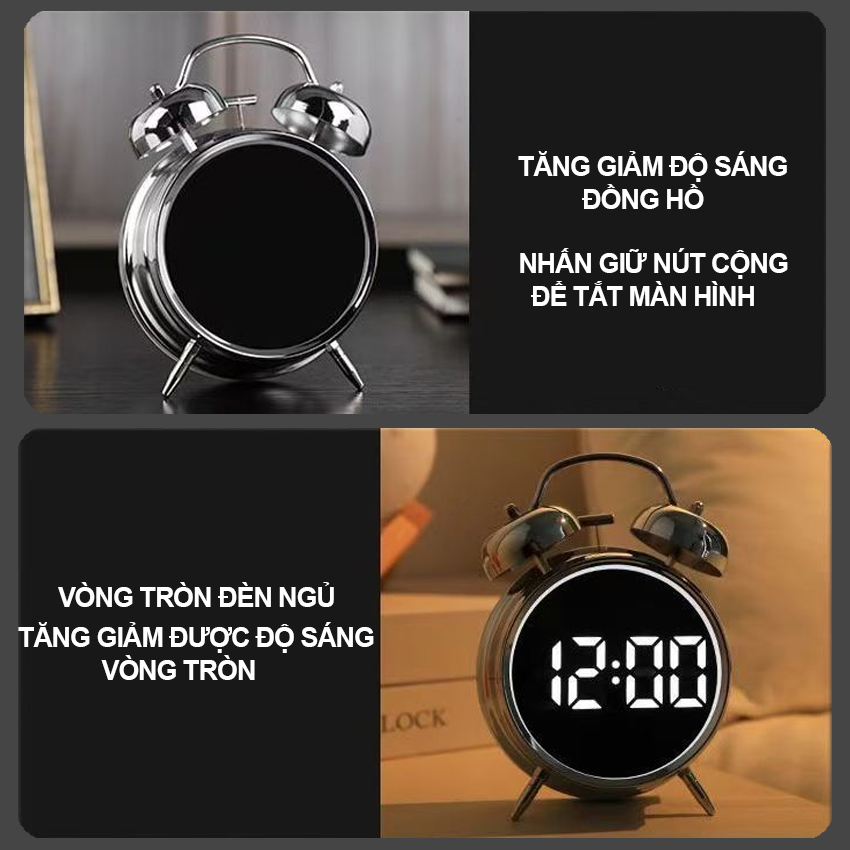 Mô tả Đồng hồ báo thức Sipanic HL88 2 chế độ báo thức màn hình led sáng chuông siêu to - 3