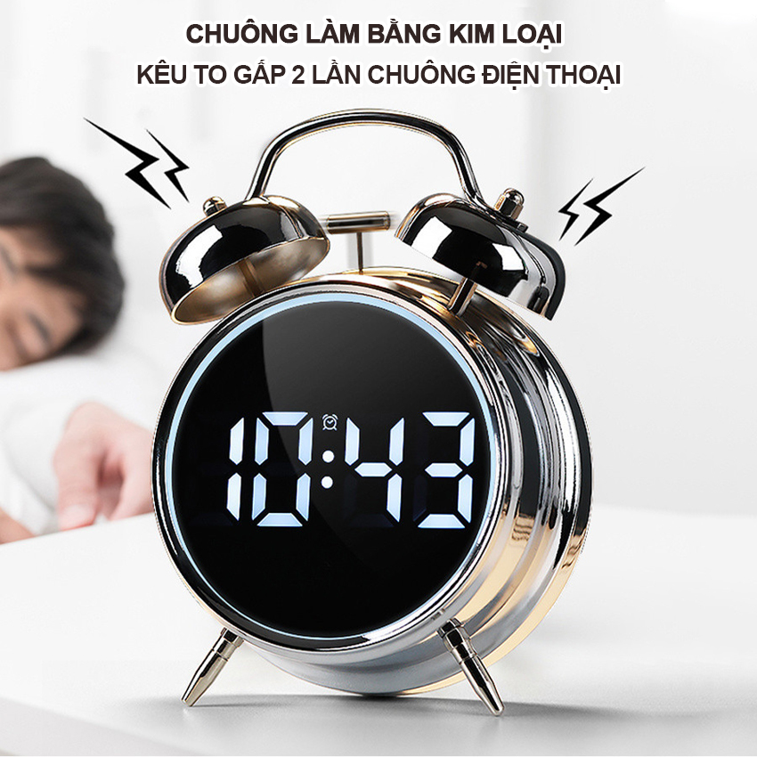 Mô tả Đồng hồ báo thức Sipanic HL88 2 chế độ báo thức màn hình led sáng chuông siêu to - 6