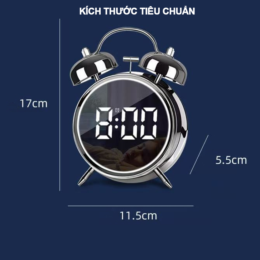 Mô tả Đồng hồ báo thức Sipanic HL88 2 chế độ báo thức màn hình led sáng chuông siêu to - 9