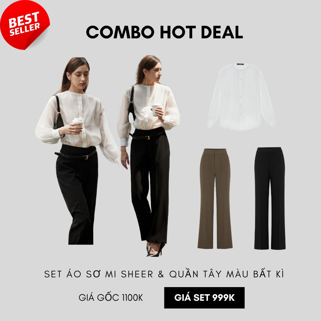 Mô tả COCO SIN - Áo Sơ Mi Tay Dài Phom Rộng Màu Trắng Công Sở - 1
