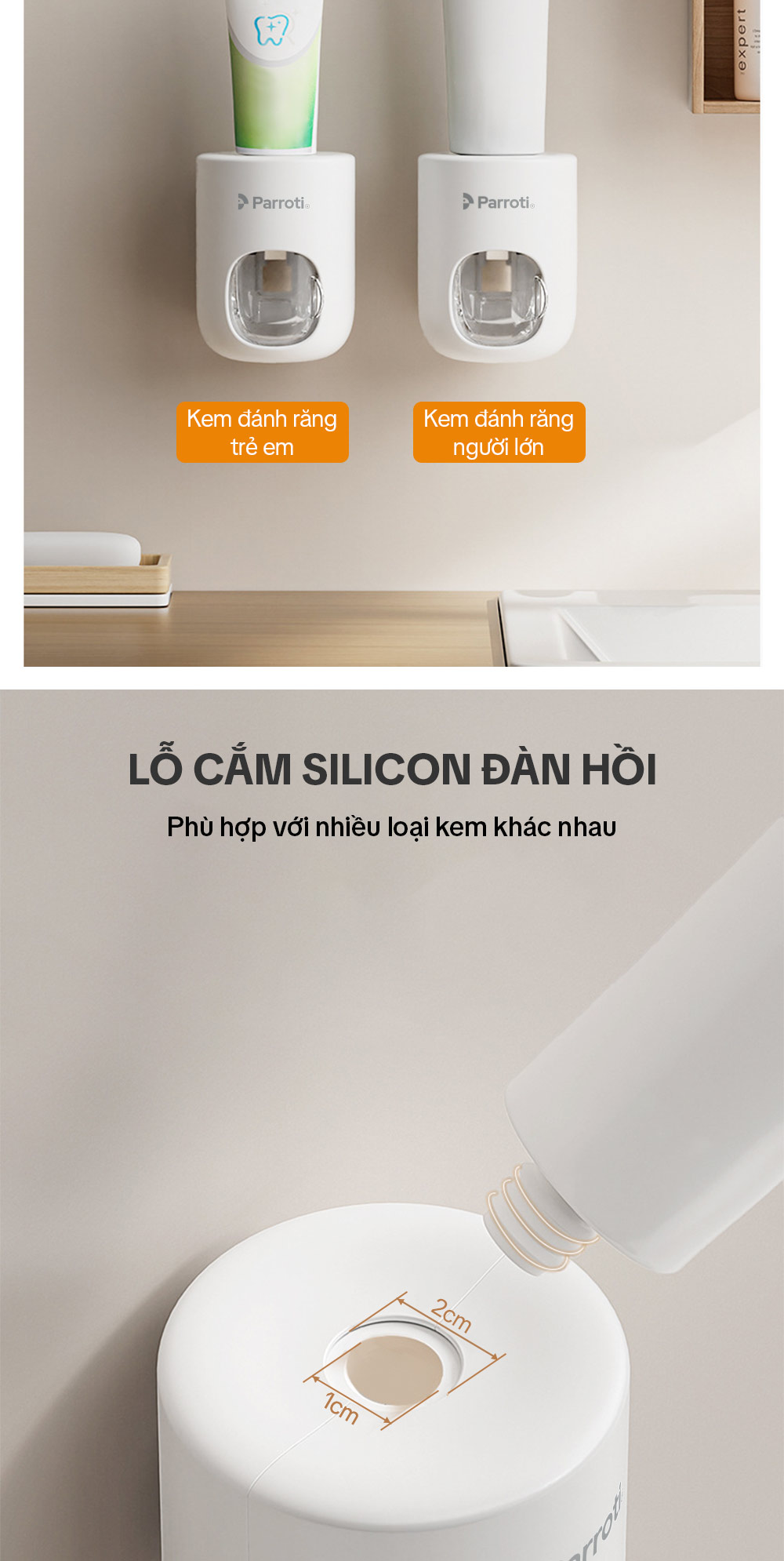 Mô tả Hộp Nhả Kem Tự Động Dán Tường, Hộp Nhả Kem Đánh Răng Rời Có Nắp Đậy Thông Minh Parroti Morning -  MI01 - 5