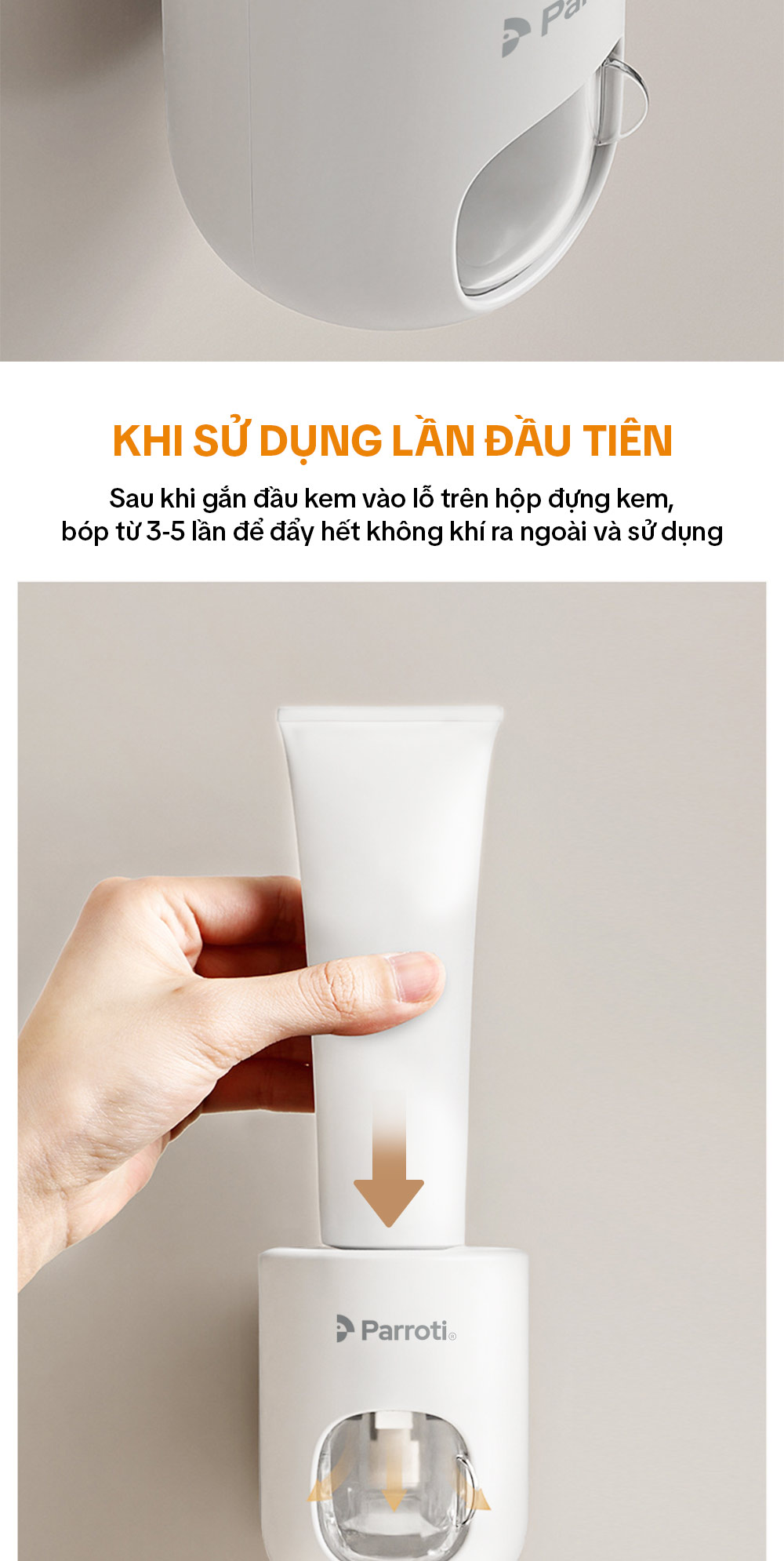 Mô tả Hộp Nhả Kem Tự Động Dán Tường, Hộp Nhả Kem Đánh Răng Rời Có Nắp Đậy Thông Minh Parroti Morning -  MI01 - 6