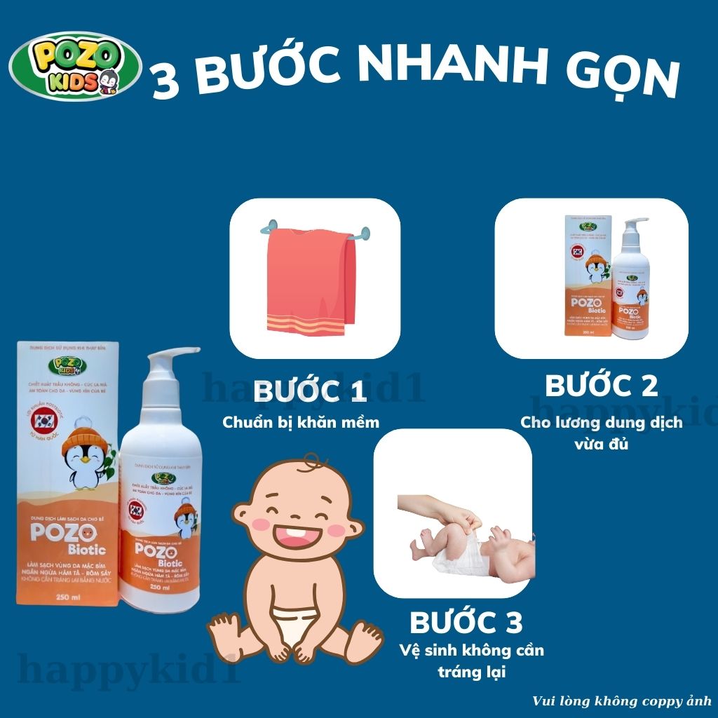 Mô tả Dung Dịch Vệ Sinh Chống Hăm Tả Pozokids Giữ Ẩm Làm Mền Nuôi Dưỡng Da Bé KHÔNG CẦN TRÁNG LẠI 250ML - 4