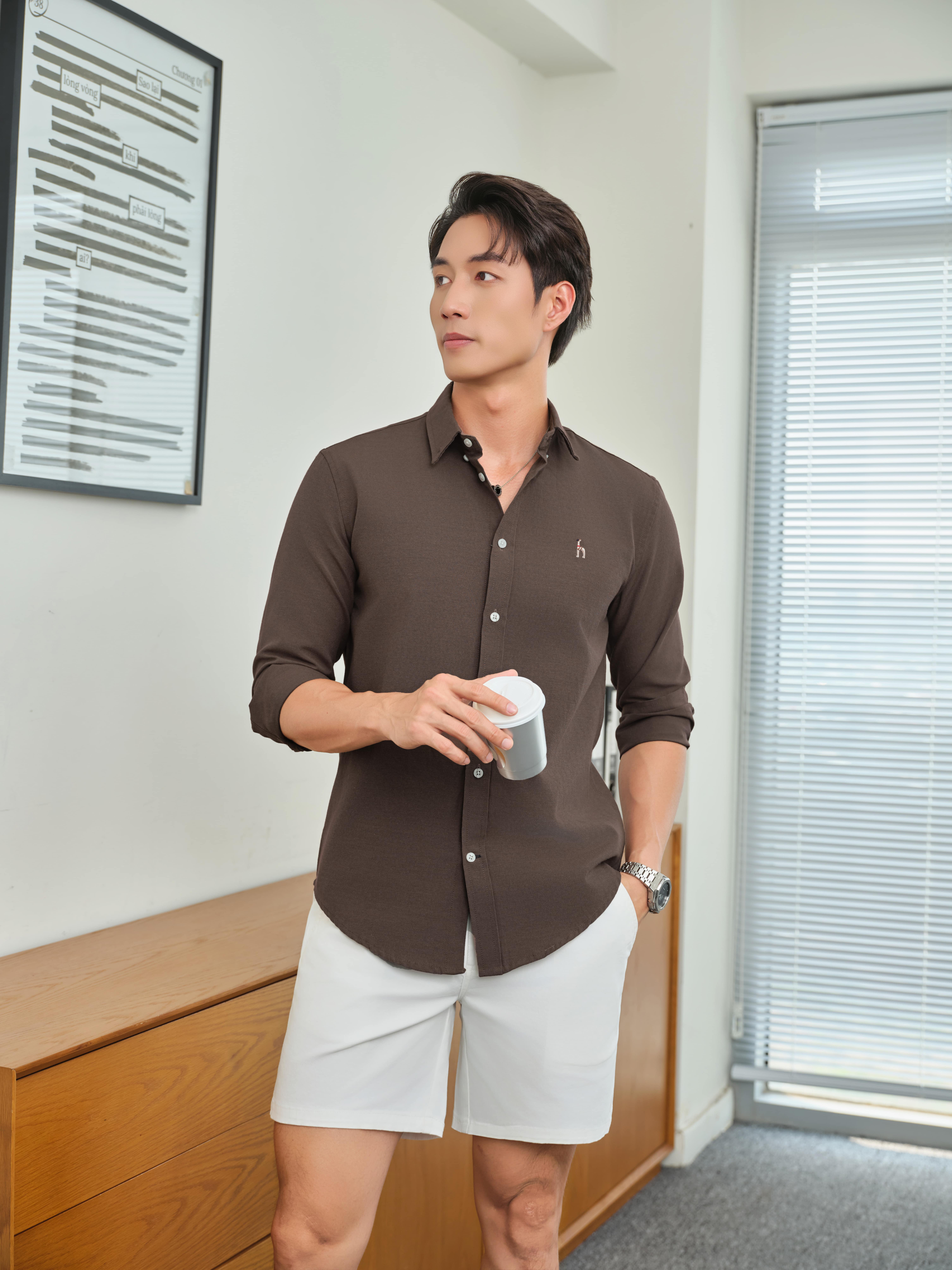 Mô tả Áo sơ mi nam tay dài SEASON "BA" thêu logo, vải Oxford cao cấp, thoáng mát, đứng form - HUSSIO - 10