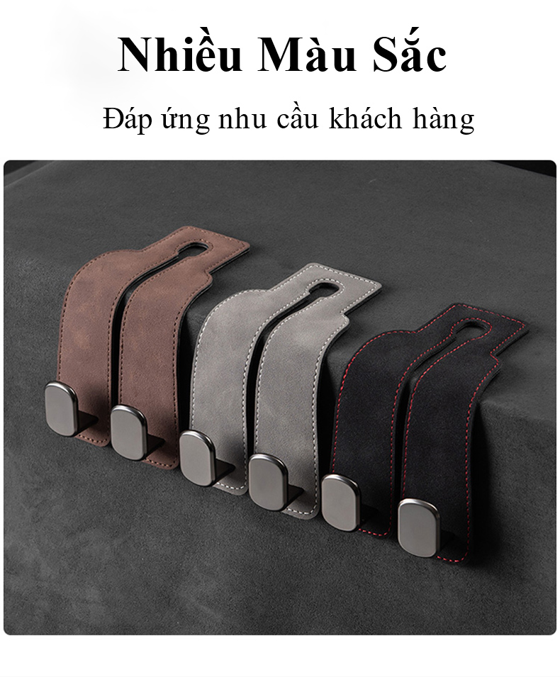 Mô tả Móc treo đồ gắn lưng ghế ô tô MYT Móc kim loại gắn sau ghế xe hơi siêu chịu lực móc đơn móc đôi bằng da lộn sang trọng - 5
