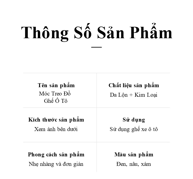 Mô tả Móc treo đồ gắn lưng ghế ô tô MYT Móc kim loại gắn sau ghế xe hơi siêu chịu lực móc đơn móc đôi bằng da lộn sang trọng - 9