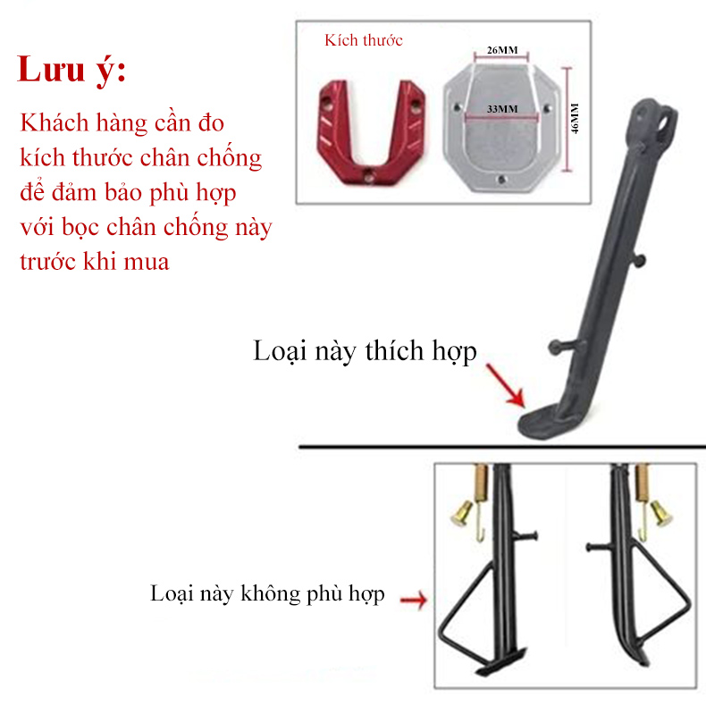 Kích thước bọc chân chống MYT