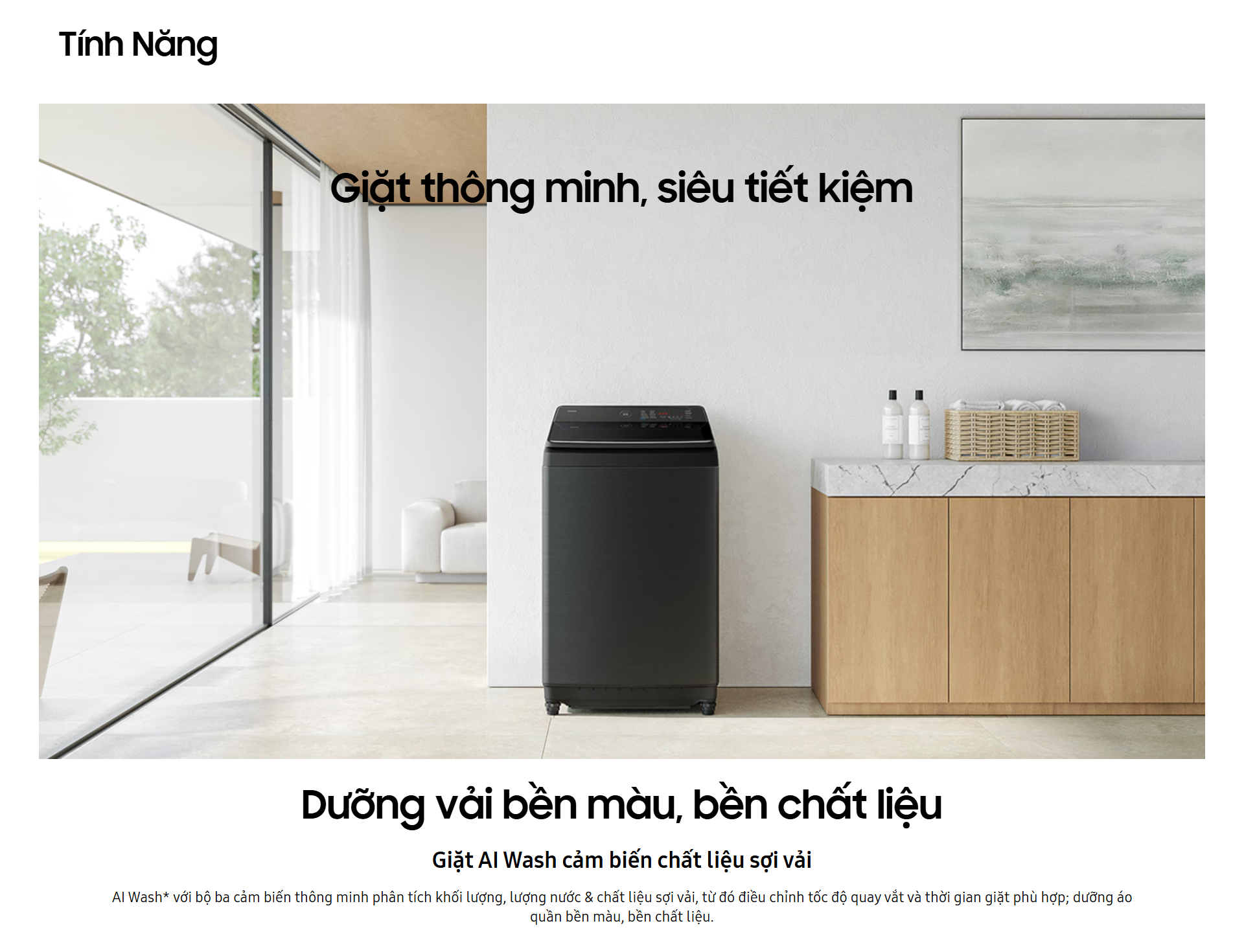 Mô tả Máy Giặt Cửa Trên SAMSUNG -Giặt AI Wash 13 kg Bespoke AI™ WA80F13S5BSV - 1