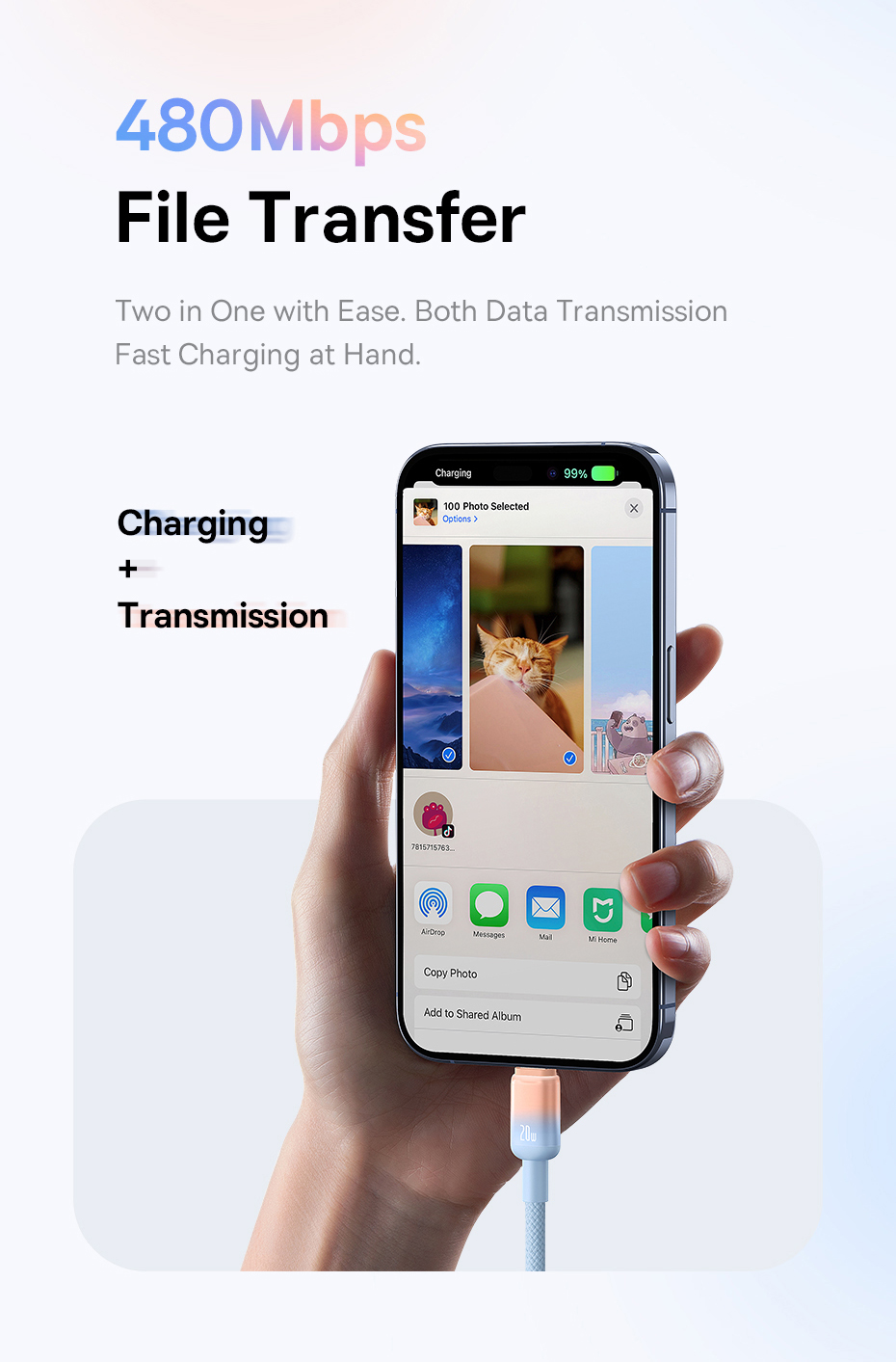 Mô tả Dây cáp sạc nhanh Baseus Discolor Type C sang iP 20W cho Phone 11 12 13 14 Pro max Cáp truyền dữ liệu chính hãng 1m 2m - 9