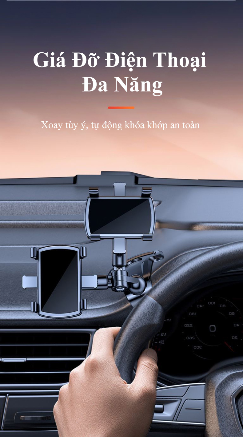 Mô tả Kẹp điện thoại xoay gắn ô tô MYT Giá đỡ điện thoại xoay 360 độ cao cấp gắn kính chiếu hậu bảng điều khiển xe hơi - 4