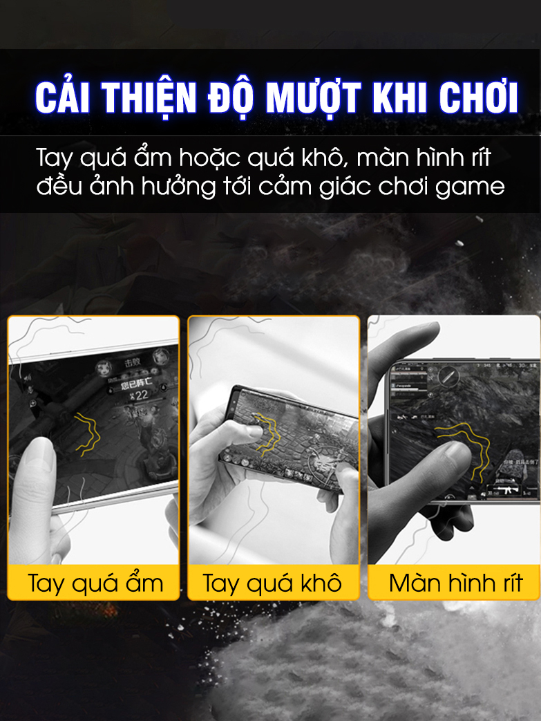Mô tả Phấn tay chống mồ hôi gaming MEMO FS03 chơi game mượt mà không rít màn hình tăng độ nhạy liên quân mobile FF - 3