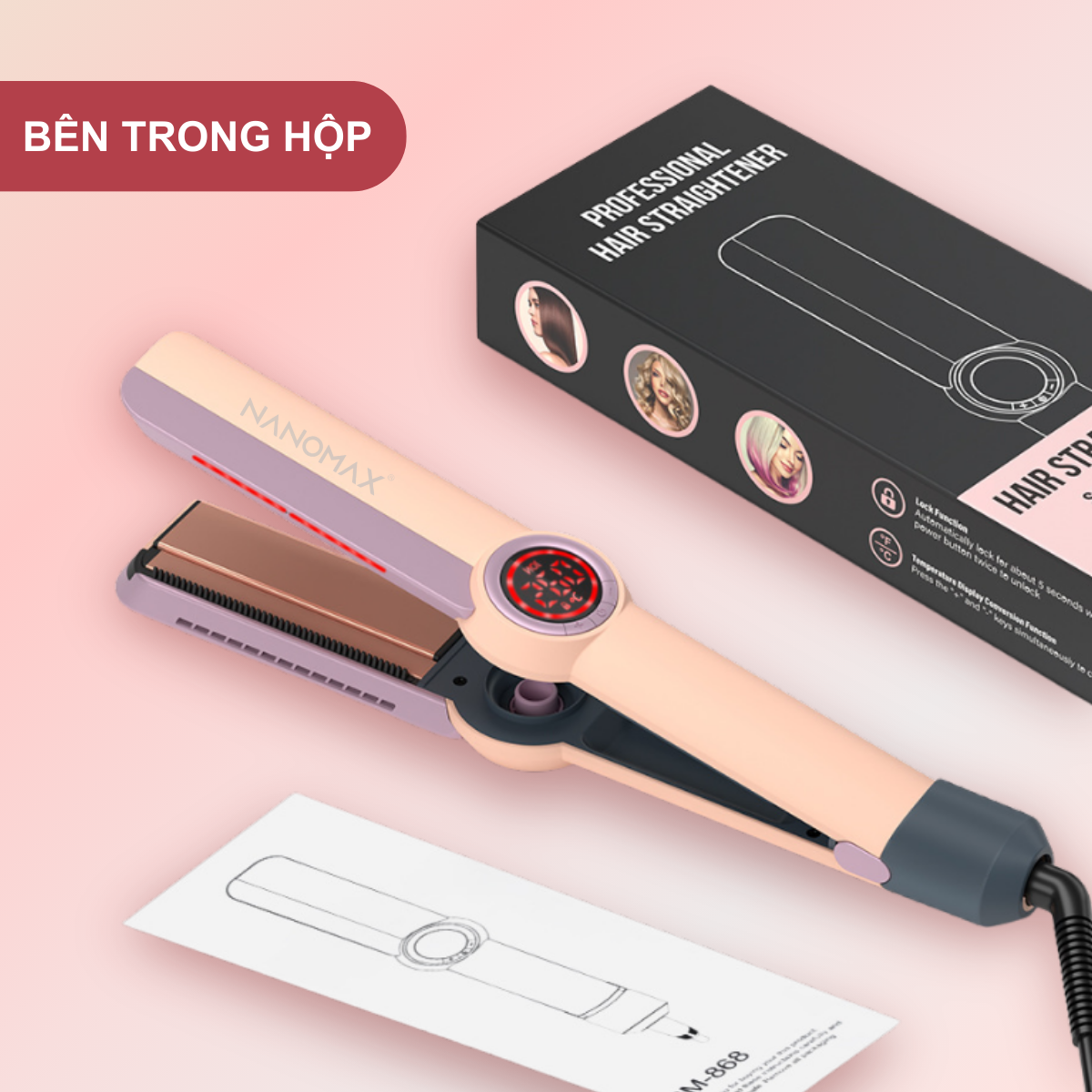 Mô tả Máy Uốn Duỗi Tóc Cao Cấp Nanomax SM-868, 3in1 Vừa Uốn Duỗi Vừa Chải Tơi Tóc, Nẹp Máy Ceramic Gắn Lược Tháo Rời - 7