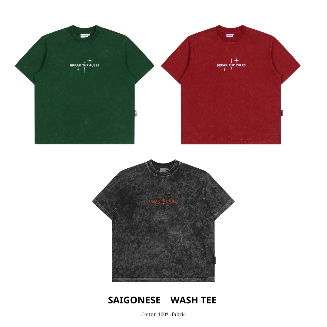 Mô tả Áo Thun SAIGONESE Form Boxy Phông Wash Break The Rules Hoạ Tiết Thêu Unisex Nam Nữ 3 Màu - 2
