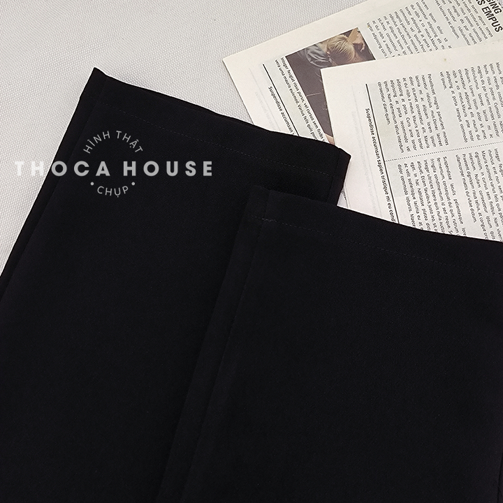 Mô tả Quần tây nữ lưng cao ống đứng dáng suông trơn đen THOCA HOUSE basic công sở, đi học - 4