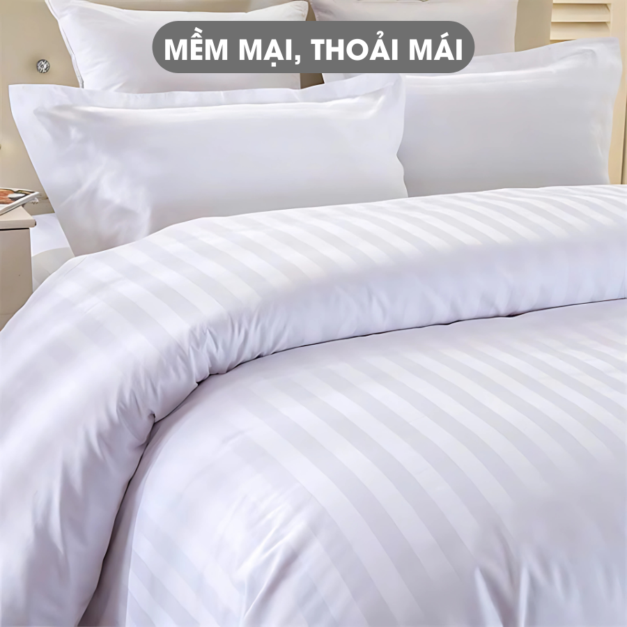 Mô tả Bộ Vỏ Chăn Ga Gối 5 Món Cotton Lụa 3F A Concept Decor Sọc 3 Phân Cao Cấp Vỏ Thoáng Mát Sang Trọng Chuẩn Khách Sạn 5 Sao - 3