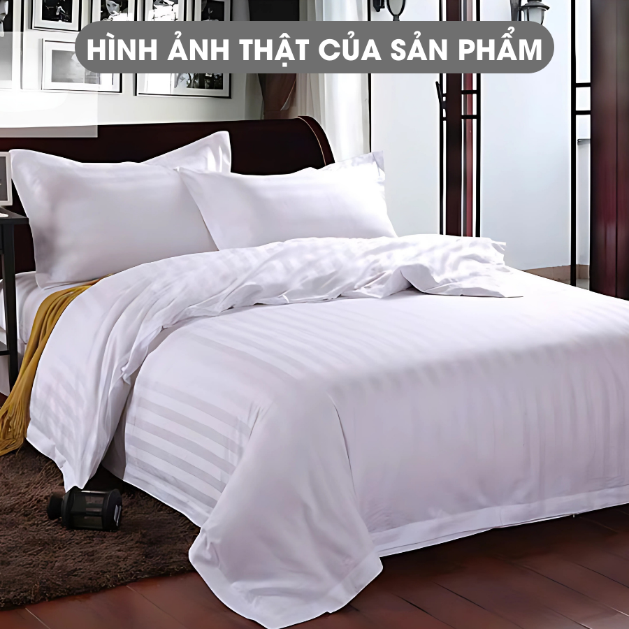 Mô tả Bộ Vỏ Chăn Ga Gối 5 Món Cotton Lụa 3F A Concept Decor Sọc 3 Phân Cao Cấp Vỏ Thoáng Mát Sang Trọng Chuẩn Khách Sạn 5 Sao - 6