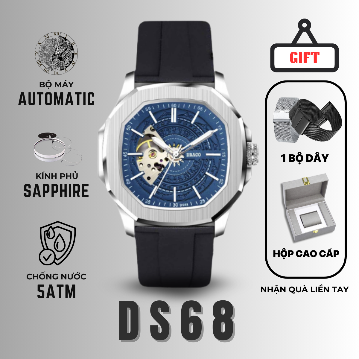 Mô tả Đồng Hồ Nam - Thương Hiệu Việt Draco D23-DS68 "DongSon" đồng hồ nam chính hãng - 2