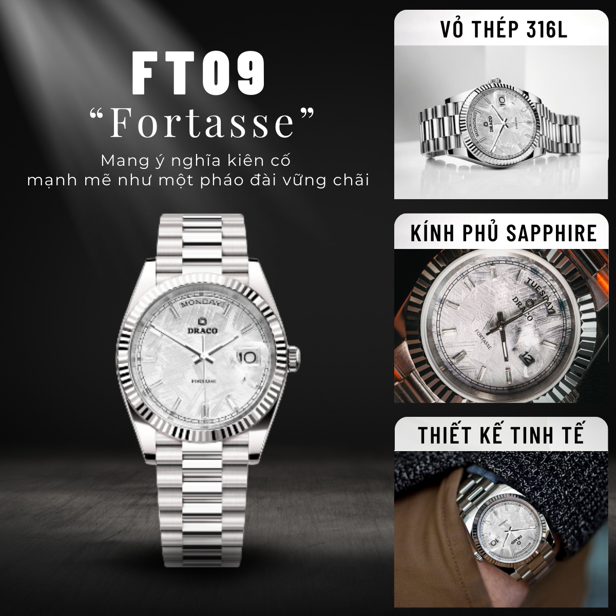 Mô tả Đồng Hồ Nam - Thương Hiệu Việt Draco D24-FT09 "Fortasse" đồng hồ nam chính hãng - 1