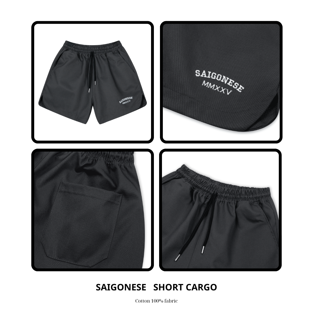 Mô tả Quần Short Unisex SAIGONESE Quần Đùi Chất Kaki Lưng Thun Co Giãn Form Rộng Nam Nữ - 1