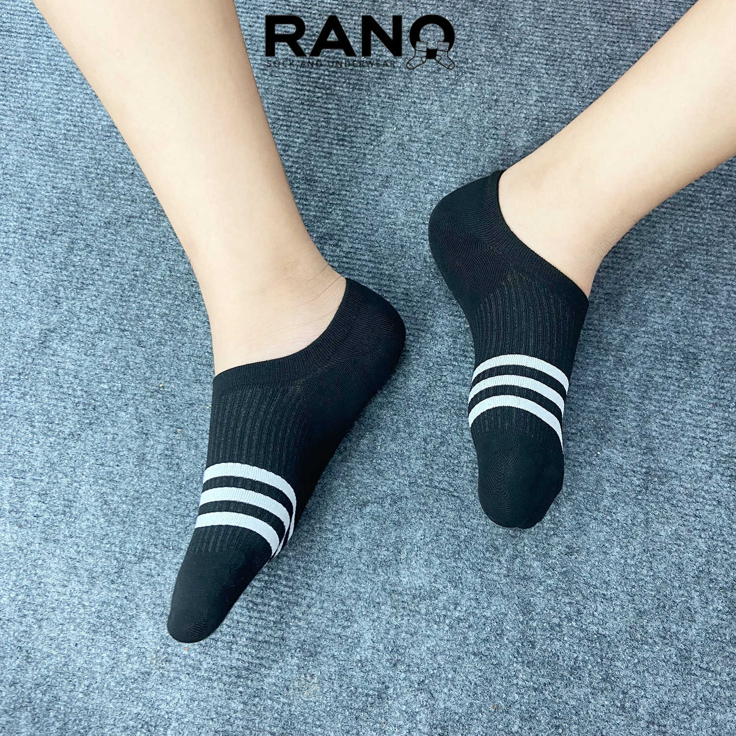 Mô tả tất cổ lười hài giấu giày nam nữ cao cấp RANO chống tuột phối sọc không hôi chân CB_LUOI3SOC - 3