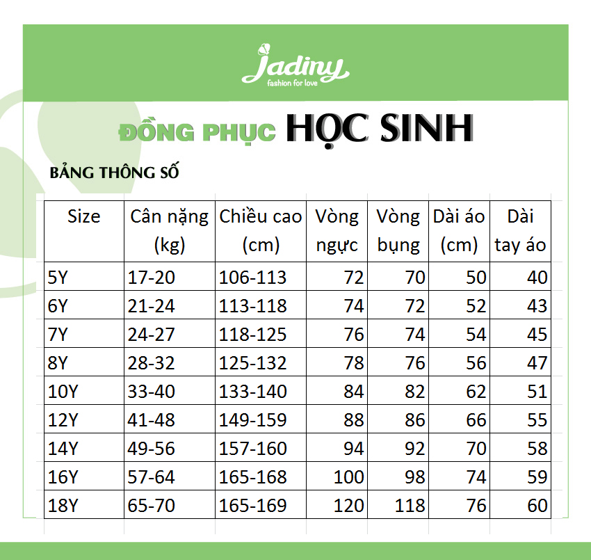 Mô tả Áo sơ mi tay dài nam đi học cấp 1, cấp 2, cấp 3 Jadiny - 1
