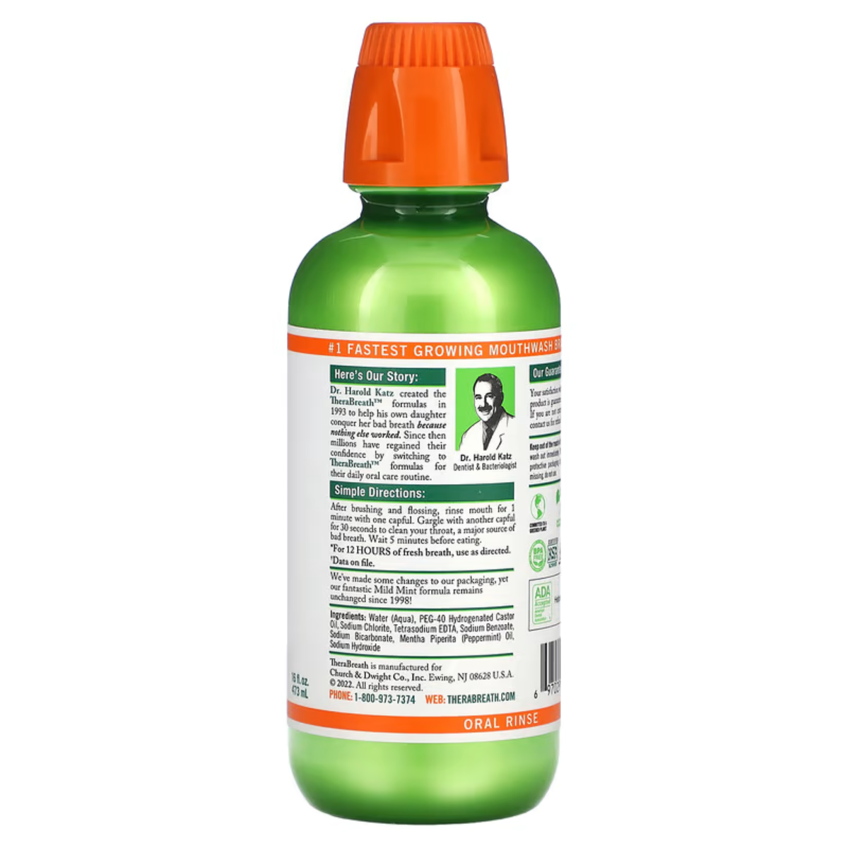Mô tả Nước Súc Miệng TheraBreath Vị Bạc Hà Diệt Khuẩn Gây Hôi Miệng Hàng Đầu Mỹ 473ml - 2