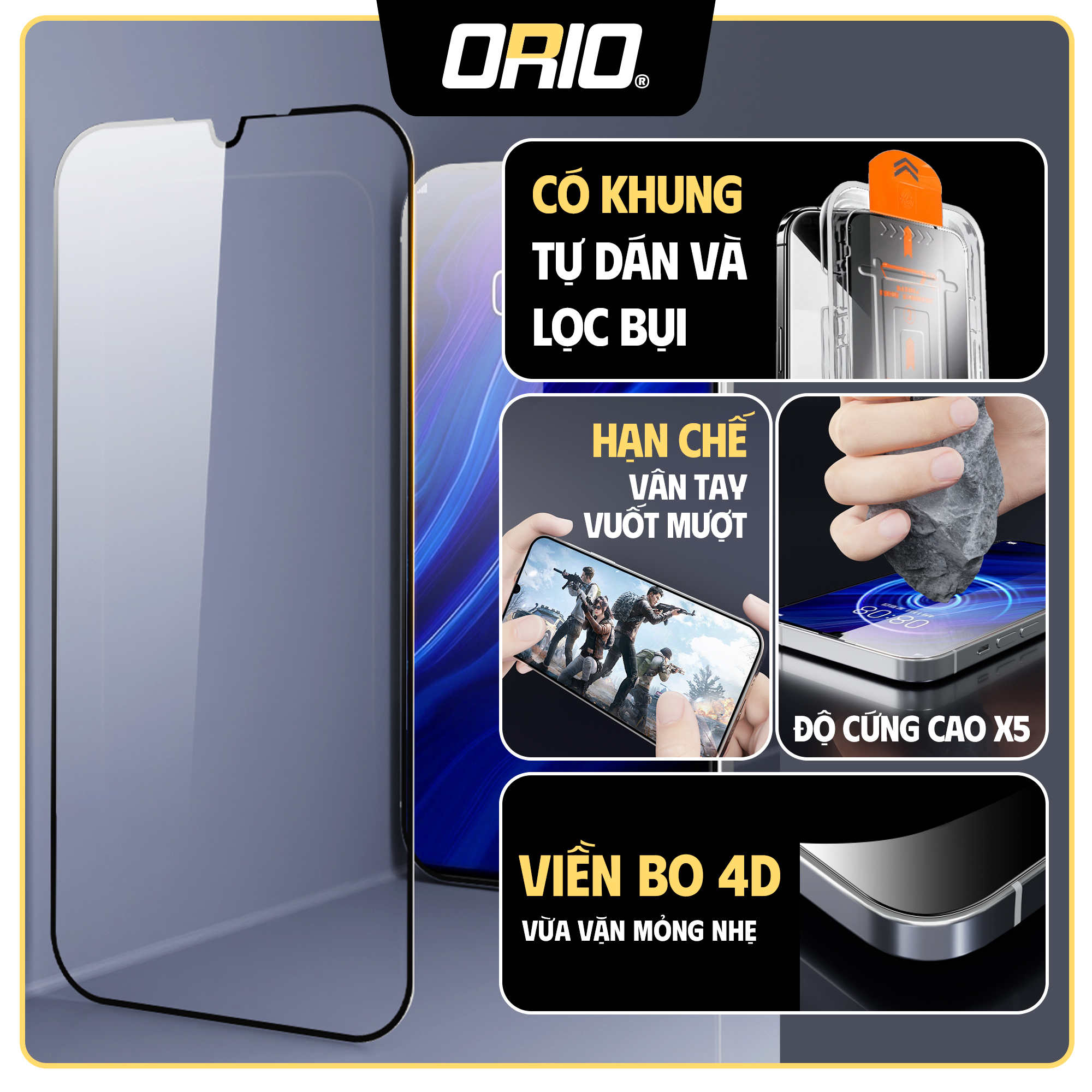 Kính Cường Lực iPhone KK siêu cứng 4D full màn cao cấp chống va đập mạnh hạn chế vân tay vuốt mượt – ảnh mô tả chi tiết 2