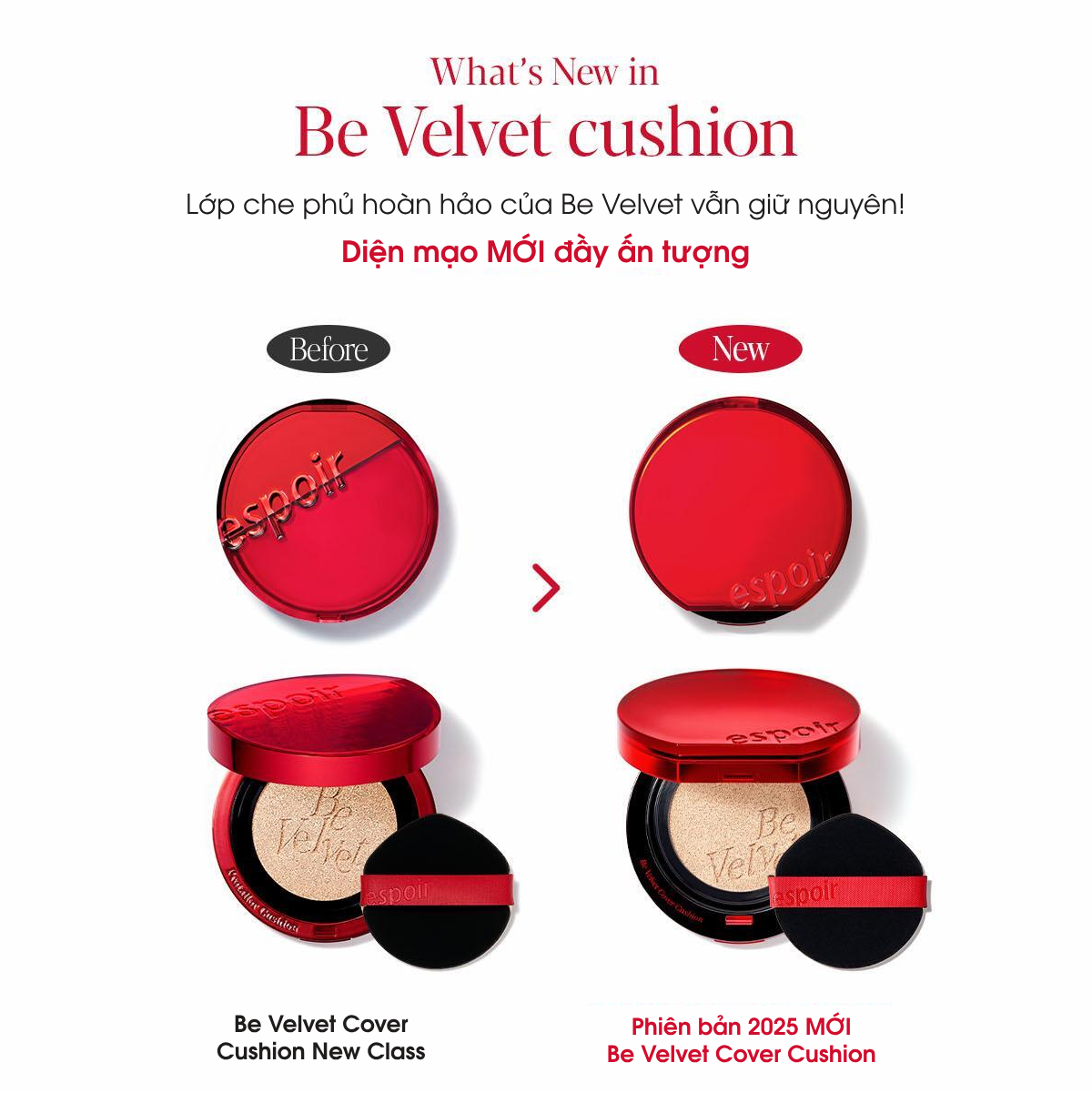 Mô tả Phấn Nước Che Phủ Espoir Be Velvet Cover Cushion 2025 SPF42 PA++ 13gr - 10