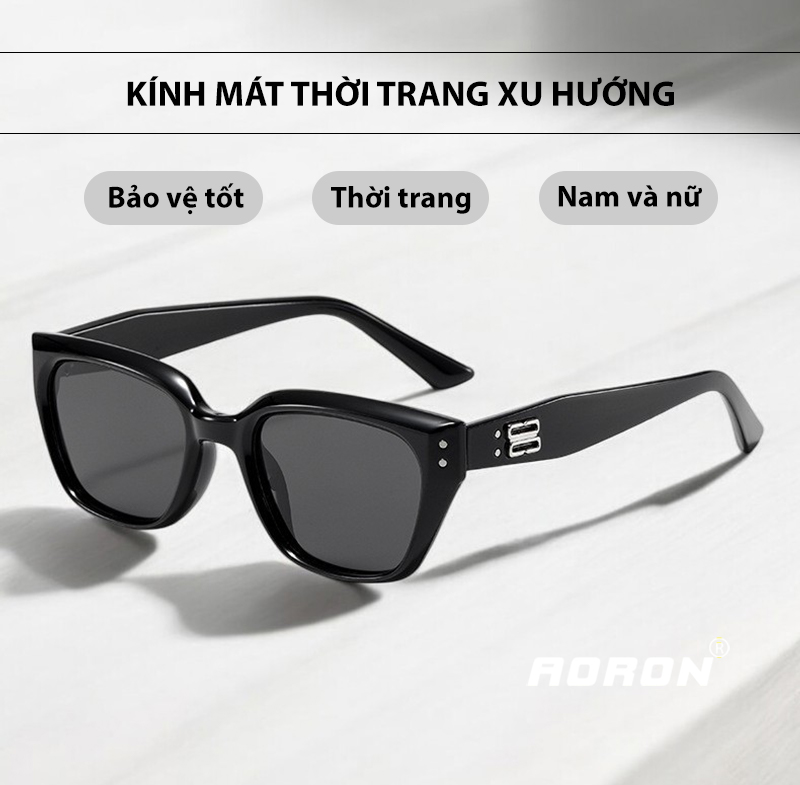Mô tả Kính Râm Nam Nữ AORON Tròng Phân Cực Chống Tia UV Dáng Chữ Nhật Trendy Gọng TR90 Chống Gãy, Thiết Kế Cá Tính AK231 - 1