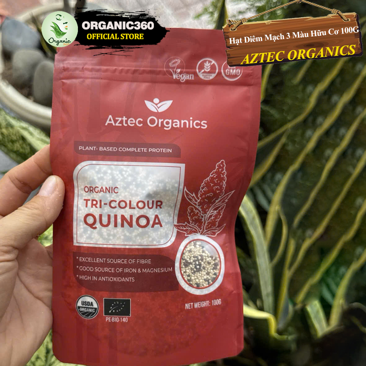 Mô tả Hạt Diêm Mạch Quinoa 3 Màu Hữu Cơ AZTEC ORGANICS Organic Tri-Colour Quinoa 100g 250g 1kg - 1