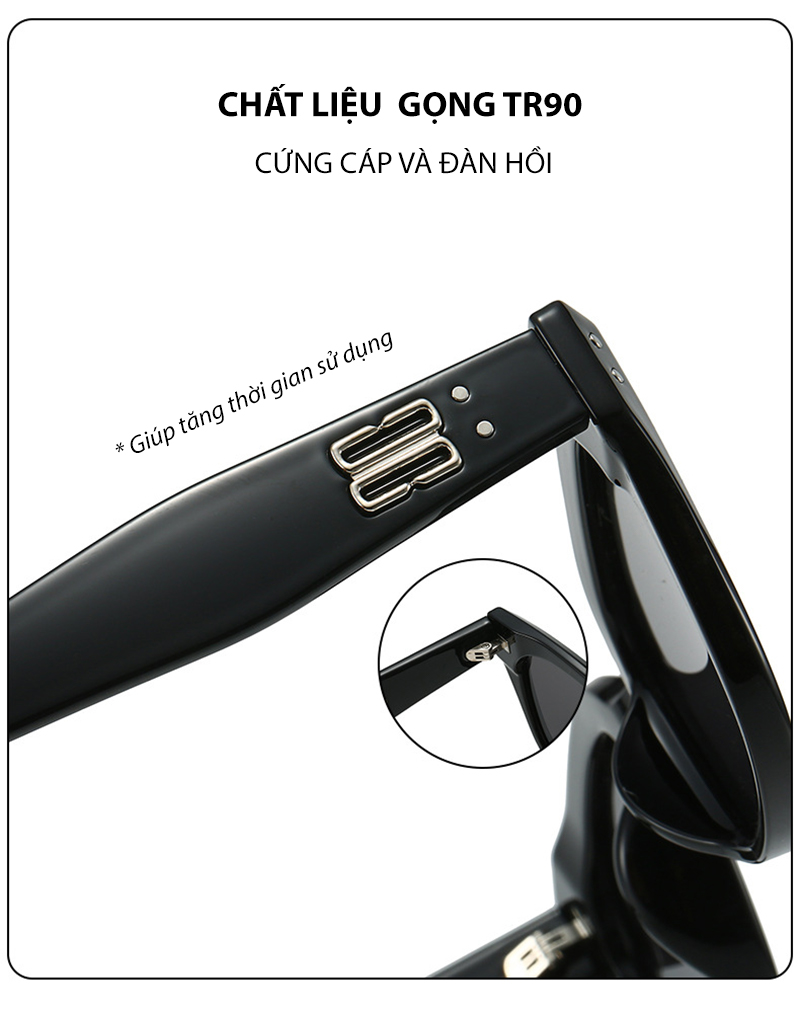 Mô tả Kính Râm Nam Nữ AORON Tròng Phân Cực Chống Tia UV Dáng Chữ Nhật Trendy Gọng TR90 Chống Gãy, Thiết Kế Cá Tính AK231 - 6