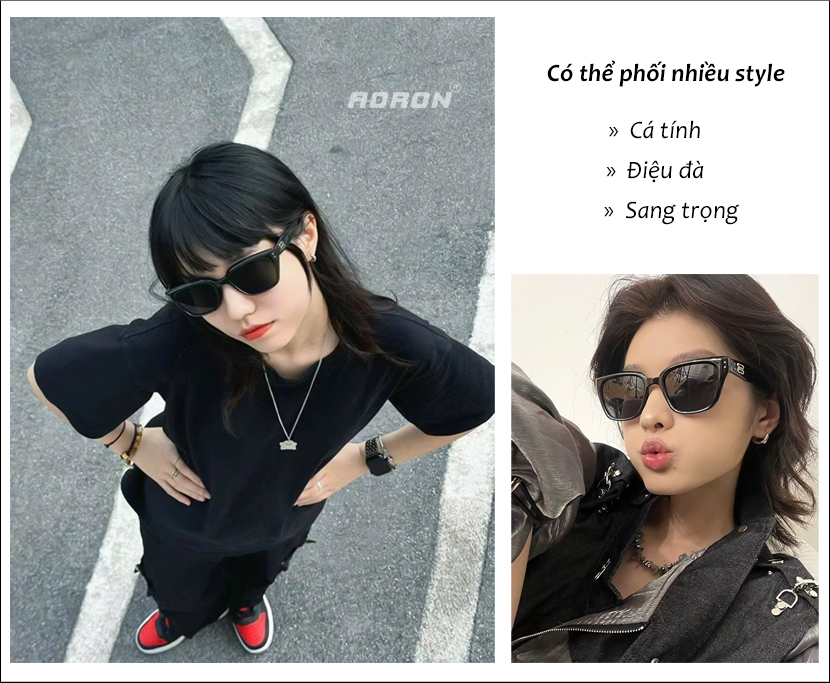 Mô tả Kính Râm Nam Nữ AORON Tròng Phân Cực Chống Tia UV Dáng Chữ Nhật Trendy Gọng TR90 Chống Gãy, Thiết Kế Cá Tính AK231 - 11